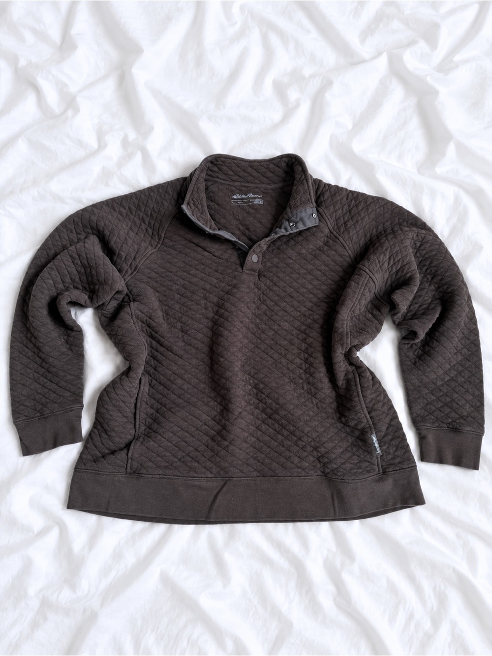 Eddie Bauer Men's Quilted Zip-Placket Sweater - Dark Brown